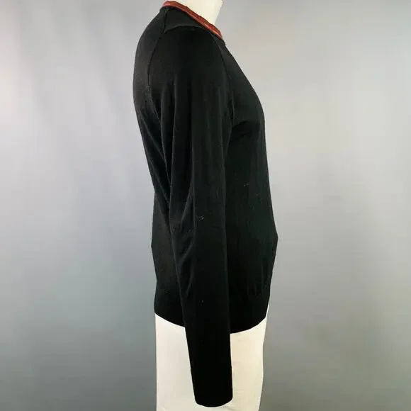PS by PAUL SMITH Size L Black Burgundy Contrast Trim Crew Neck Pullover